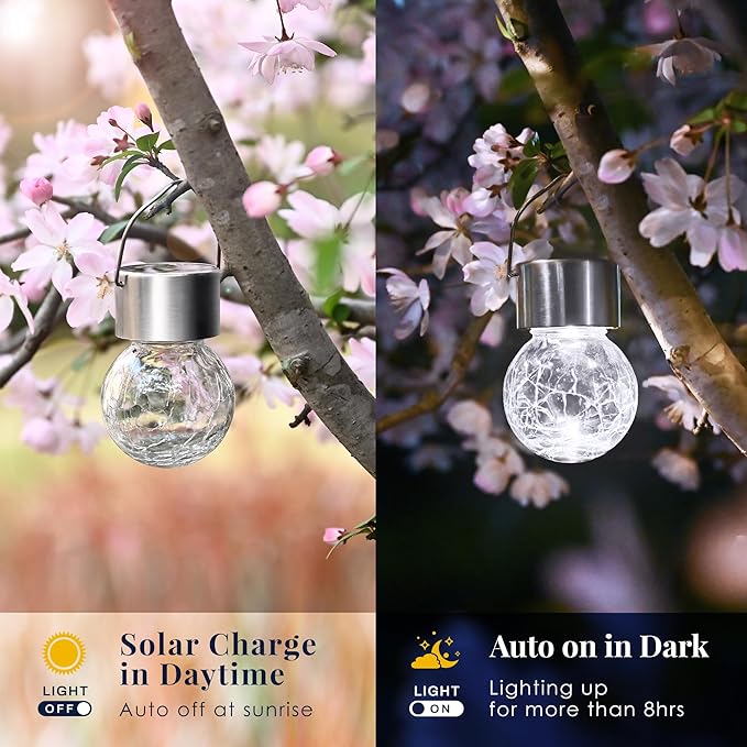 12-Pack Rustic Flower Solar Lanterns for Outdoor, Waterproof LED