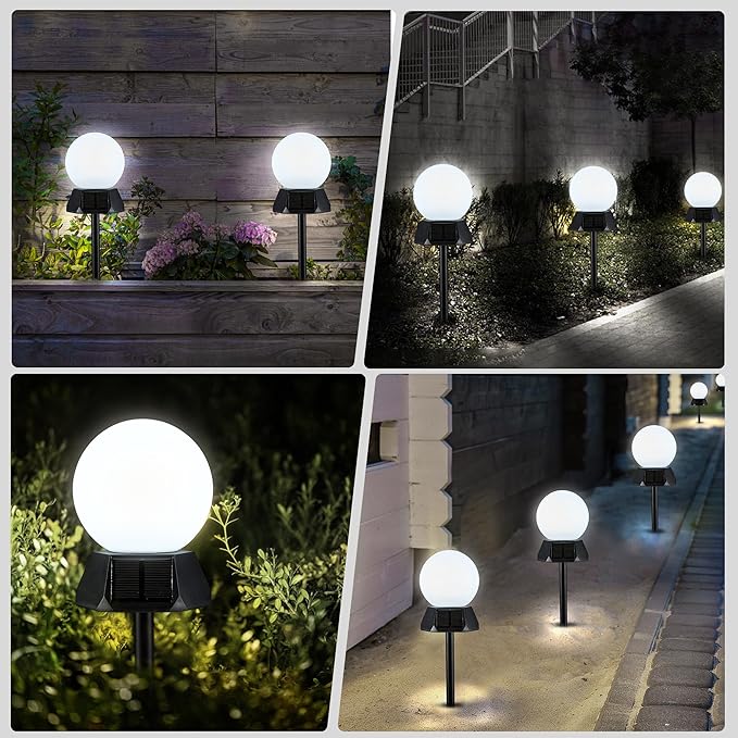 BlcTec Solar Pathway Lights Outdoor, Cool White Path Lights with 3-Sided Solar Panels, 18H Runtime, IP65 Waterproof, Auto On/Off for Patio, Garden, Lawn, Driveway, Yard, Landscape Decor, 2 Pack