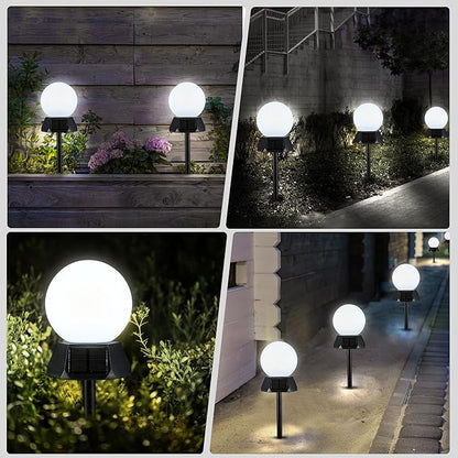 BlcTec Solar Pathway Lights Outdoor, Cool White Path Lights with 3-Sided Solar Panels, 18H Runtime, IP65 Waterproof, Auto On/Off for Patio, Garden, Lawn, Driveway, Yard, Landscape Decor, 2 Pack