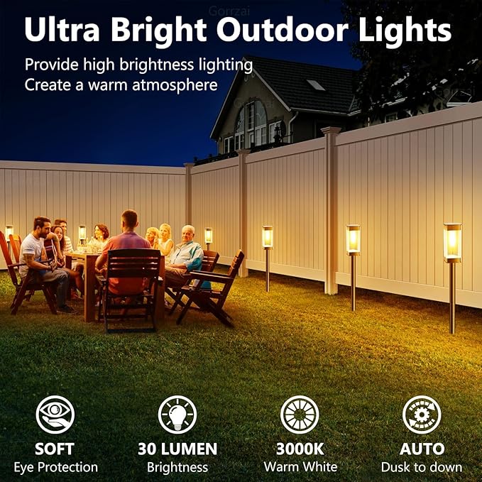 8-Pack Solar Path Lights, Outdoor Yard LED