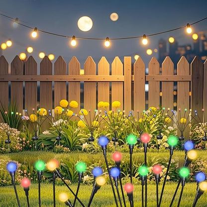 4 Packs Firefly Lights Solar Outdoor, 24 LED Multicolor Solar Walkway Light Outdoor, Waterproof Garden Decor with 2 Modes, Lawn Lights for Front Yard Backyard Yard and Pathway