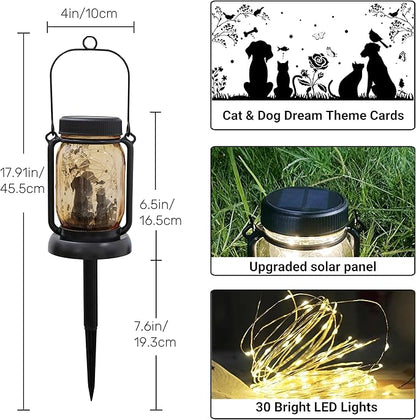 Cat Dog Solar Lanterns, Outdoor Solar Lights, Cat Lamp, Dog Lamp, Garden Decor, Patio Decor, Gifts for Cat Lovers, Gifts for Dog Lovers, Cat Memorials, Dog Memorials, Cat Dog Gifts, Gifts for Girl