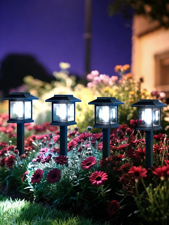 16-Pack Solar Lights Outdoor (Extra-Bright & Smart Auto On/Off), Solar Powered Garden Lights, Waterproof Solar Pathway Lights for Landscape, Path, Yard, Patio, Driveway, Walkway Decor (Cool White)