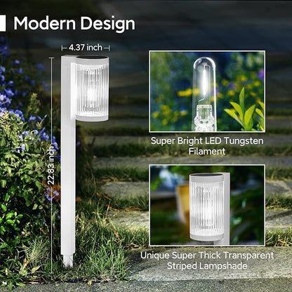 Solar Pathway Lights Outdoor, 6 Pack Upgraded Outdoor Solar Lights for Outside Super Bright Up to 12Hrs, IP65 Waterproof Solar Garden Lights for Yard Landscape Path Walkway Decor(Cool White)