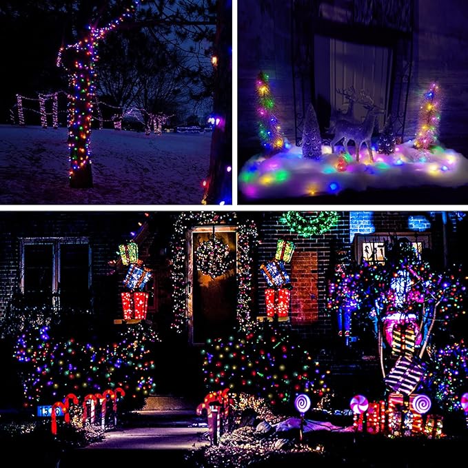 Christmas Porch String Lights, 33ft 100 LED Waterproof