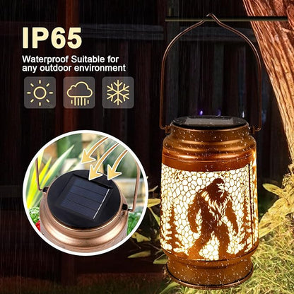 Bigfoot Solar Lanterns Outdoor Waterproof - Wxiben Bigfoot Sasquatch Gifts for Men Women, Big Foot Metal Solar Hanging Lights, Decorative LED Lanterns for Tabletop Yard Patio Lawn Garden Decor