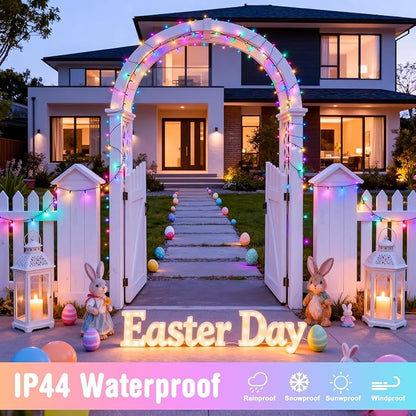 JMEXSUSS 2 Pack Easter Lights Battery Operated，Each 33 FT 100 LED Easter Lights String Outdoor Indoor, Colored Christmas Light Waterproof for Outside Decor Party House(Multicolor)