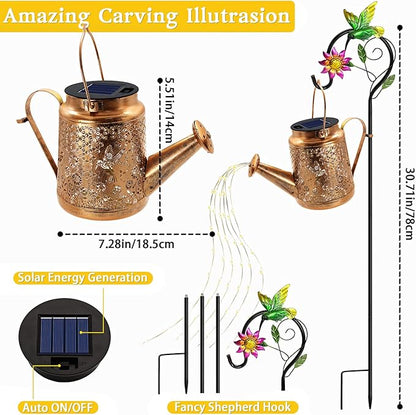 Solar Watering Can Lights, Hummingbird Hanging Lanterns Outdoor, Birthday Gifts for Mom Women Grandma , Waterproof Solar Lights Garden Decor for Outside Yard Art Patio Porch Lawn Backyard