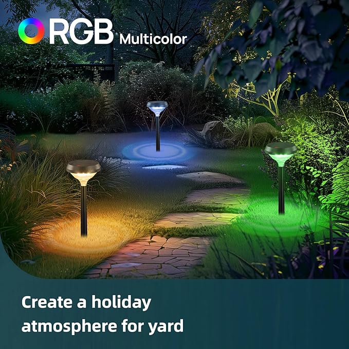 Linkind Solar Pathway Lights 8 Pack, Color Changing Solar Lights Outdoor Waterproof, Multicolor/Warm White/Cool White St Patricks Day Lights for Walkway Yard Garden Landscape