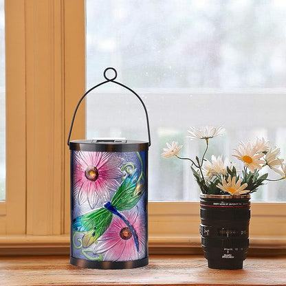 Afirst Solar Lantern Outdoor Hanging Glass Solar Dragonfly Lights Waterproof Led Lamp for Garden Yard Tree Desk Decor