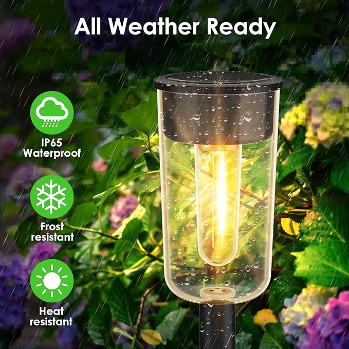 Solar Pathway Lights Outdoo 8 Pack, Bright Solar Path Lights Outdoor, IP65 Waterproof Garden Lights Solar Powered Landscape Lighting for Outside Yard Lawn Patio Walkway Driveway