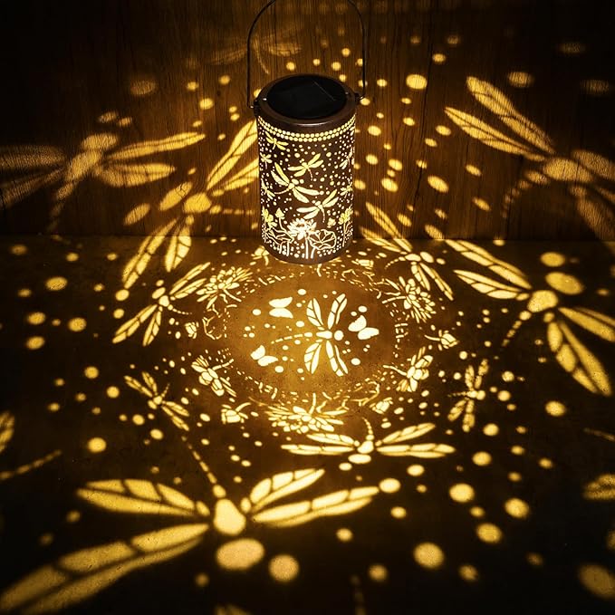 2-Pack Dragonfly Solar Garden Lanterns, Decorative Waterproof LED