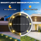 Solar Flat Disk Lights 2-Pack, Waterproof Driveway
