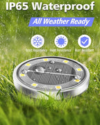 26-Pack Solar Ground Disk Lights, Cool White Waterproof LED