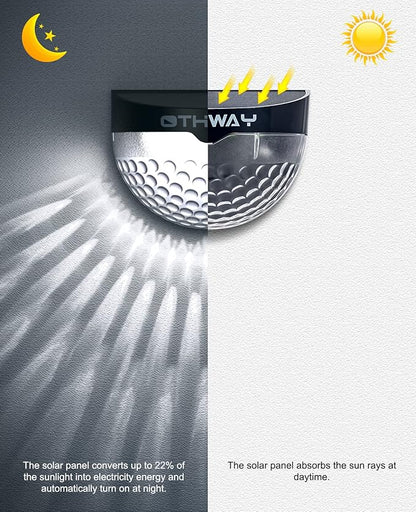 OTHWAY Solar Fence Post Lights Wall Mount Decorative Deck Lighting (Black, 6 Packs)