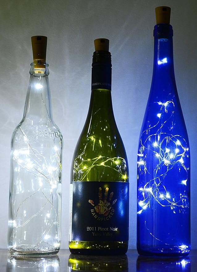 Decorman 10 Pack Solar Powered Wine Bottle Lights, 10 LED Waterproof Copper Cork Shaped Lights for Wedding/Christmas/Outdoor/Holiday/Garden/Patio/Yard/Pathway Decor (Cool White)