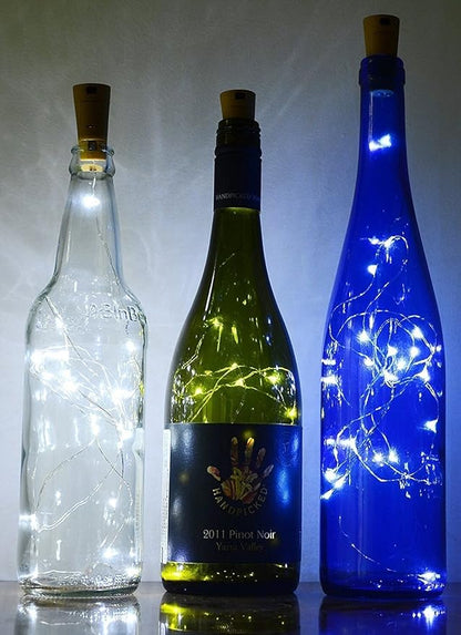 Decorman 10 Pack Solar Powered Wine Bottle Lights, 10 LED Waterproof Copper Cork Shaped Lights for Wedding/Christmas/Outdoor/Holiday/Garden/Patio/Yard/Pathway Decor (Cool White)