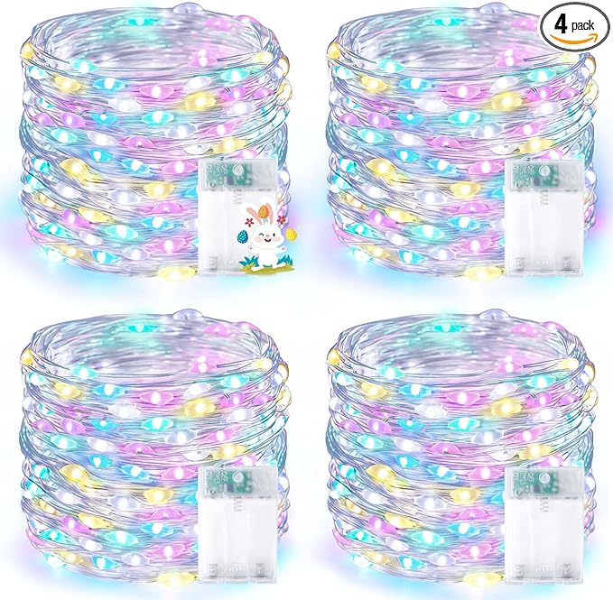 4-Pack Outdoor String Lights, 20ft Multicolor Waterproof LED