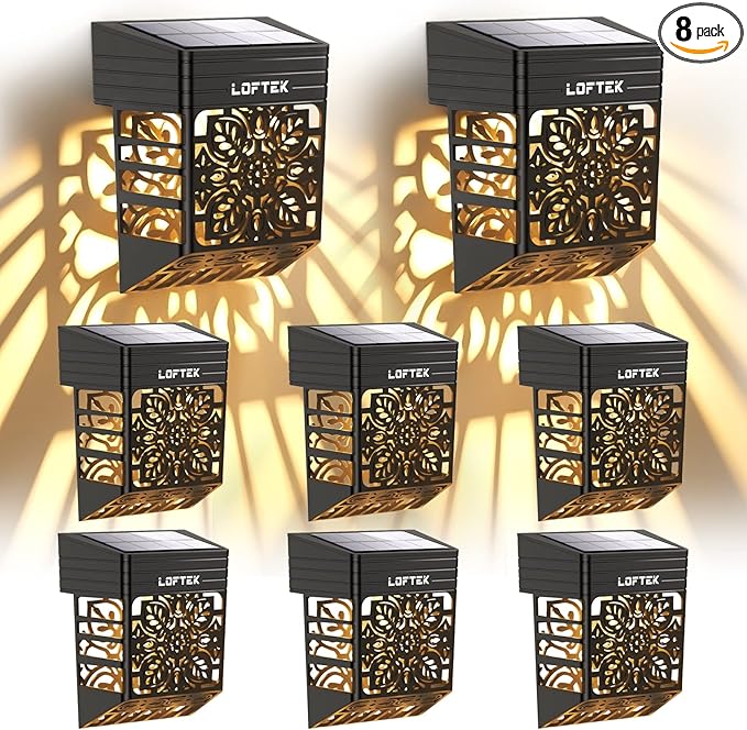 8-Pack Solar Deck Lights, Warm White Waterproof LED