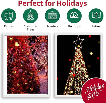 LAMPHOME 100 Count Red Clear Christmas Lights, Green Wire 20Ft Incandescent Holiday String Light Set for Indoor Outdoor Use Christmas Tree, Halloween, Valentine Wedding Lighting Decoration