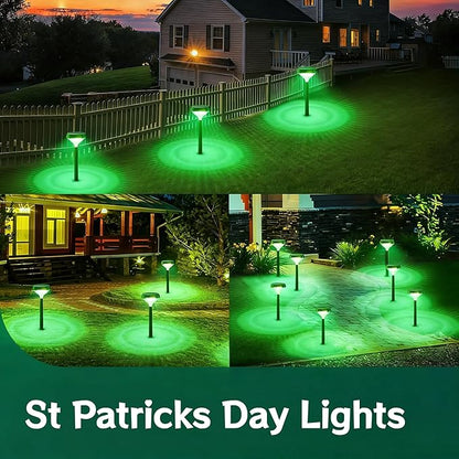 Linkind Solar Pathway Lights 8 Pack, Color Changing Solar Lights Outdoor Waterproof, Multicolor/Warm White/Cool White St Patricks Day Lights for Walkway Yard Garden Landscape