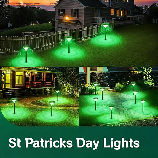 Linkind Solar Pathway Lights 8 Pack, Color Changing Solar Lights Outdoor Waterproof, Multicolor/Warm White/Cool White St Patricks Day Lights for Walkway Yard Garden Landscape
