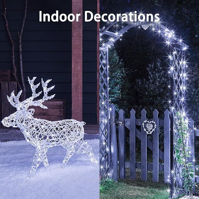 8-Pack 480 LED Christmas Twinkle Lights, 160ft Waterproof for Backyard