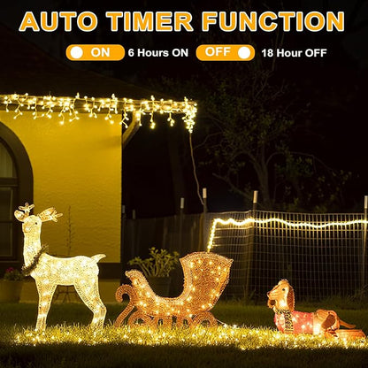 2 Pack Christmas String Lights Battery Operated with 8 Modes, 33FT 100 LED Fairy Lights with Timer, Waterproof Twinkle Lights for Indoor and Outdoor Christmas Decorations(Warm White)