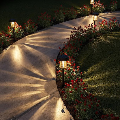 XMCOSY+ Solar Pathway Lights Outdoor 6 Pack, 20 LM Solar Garden Lights Warm White Solar Powered Waterproof, Landscape Lighting for Path Yard Driveway Walkway Sidewalk Lawn Lights