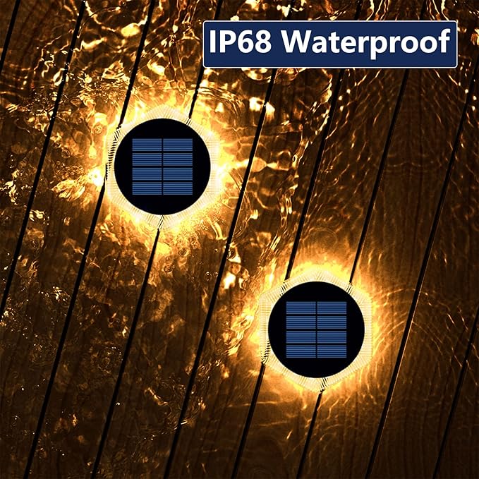 YiLaie Solar Deck Dock Lights Hexagon Warm White Step Lights Outdoor Waterproof Solar Powered for Driveway Post Fence Stairs Yard Patio Pathway Porch 6 Packs