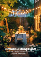 Outdoor String Lights, 30ft Warm White Waterproof LED