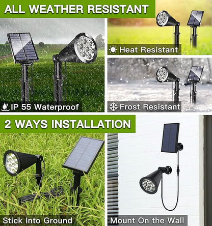 MEIHONG Solar Spot Light Outdoor, Waterproof LED Landscape Lights Dusk to Dawn, 2-in-1 Solar Spotlight Solar Powered Accent Lights for Garden Porch Walkway Patio (4 Pack)
