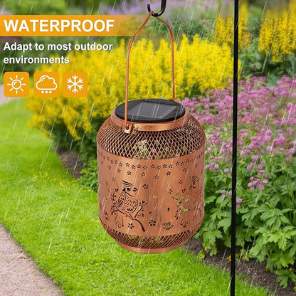 Cardinal Solar Lanterns Outdoor Waterproof, Cardinal Birthday Gifts for Women Mom Men, Metal Hanging Bird Decorative Lanterns for Yard Patio Lawn Garden Decor