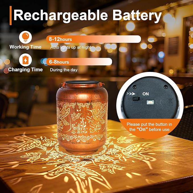 Hummingbird Solar Lanterns Outdoor Waterproof Gifts for Women Mom Grandma Garden Decor Metal Hanging Solar Lights for Yard Hummingbird Birthday Mothers Day Gardening Gifts
