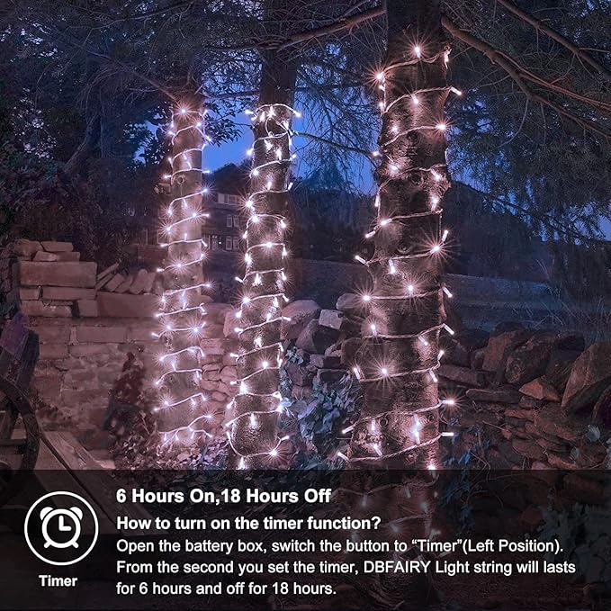 4 Pack Battery Operated Christmas String Lights,16.5Ft 50LED Tree Lights Timer Auto On/off Clear Wire Christmas Lights,8 Modes Fairy Lights Indoor Outdoor Light for Xmas Tree Wreath Garden Patio Deck