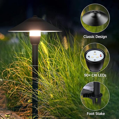 SUNVIE LED Pathway Lights Low Voltage 12-24V 3W Landscape Lighting, 3000K Low Voltage Landscape Lights, IP65 Waterproof Aluminum Path and Area Light for Outdoor Yard Garden Walkway, 2 Pack