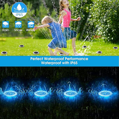 NFESOLAR Solar Outdoor Lights with 16 LEDs, Blue Color Bright Solar Ground Lights Outdoor Waterproof for Pathway Garden Yard Halloween Decorations (8 Pack)