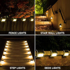 6-Pack Warm White Modern Solar Patio Lights, Outdoor LED
