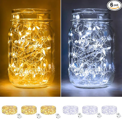 6-Pack Christmas String Lights, 7ft 20 LED Waterproof Twinkle Lights