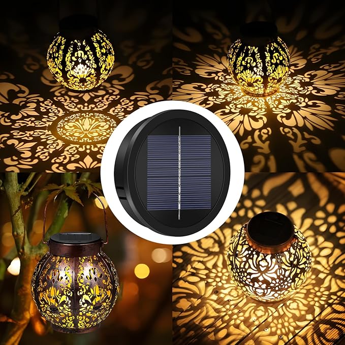 HELESIN Replacement Solar Light Parts, 2 Pack Lights Replacement Top,Waterproof Solar Light Inserts for Hanging Lanterns, DIY Box Top DIY Outdoor Garden Patio Decor (Warm Yellow, 3.35in