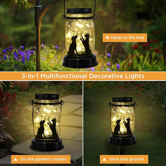 Dog Lover Gifts for Mother,Grandma,Women Who has Everything ,Solar Lanterns Outdoor Garden Gift, Dog Lantern for Mothers Day ,Christmas, Thanksgiving Day, Birthday