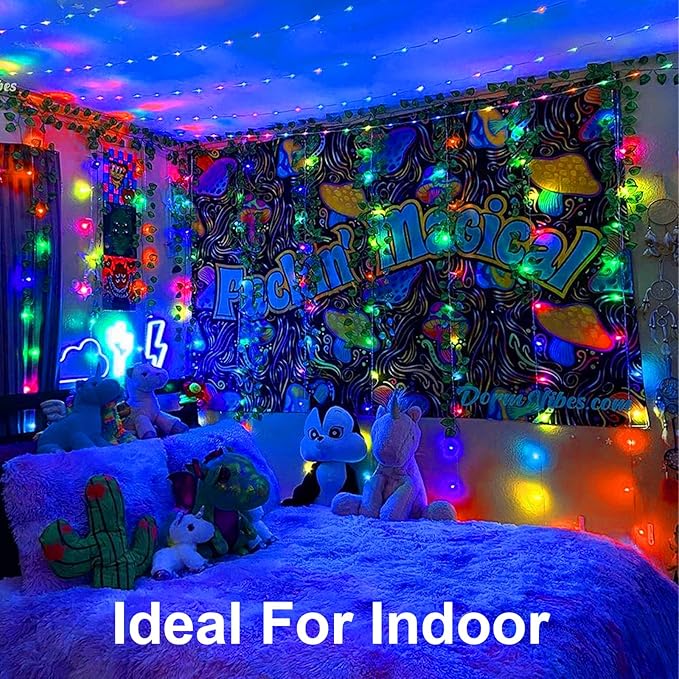 Christmas Lights Outdoor Battery Operated Total 100LED 33ft for Christmas Decorations 16.4Ft*2, 50LED*2 Waterproof Indoor with Timer for Christmas Decor, Multicolor