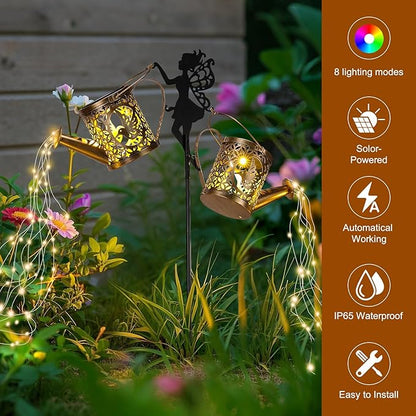 LOVERUIS Solar Watering Can Light - Solar Garden Light with 8 Color Changing Modes, IP65 Waterproof, Perfect Garden Decor for Outside, Patio, Wedding & Lawn Gift for Women, Mom, Grandma