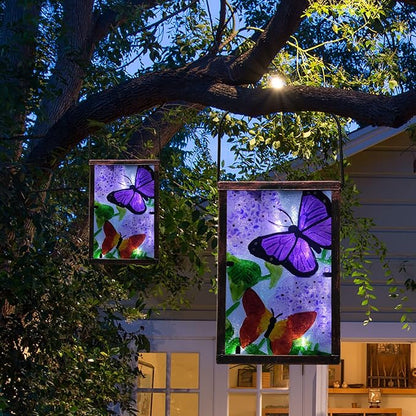 Hanging Solar Lantern, Outdoor Decorative, LED Solar Butterfly Lights, Tabletop Lamp for Outdoor Patio Garden
