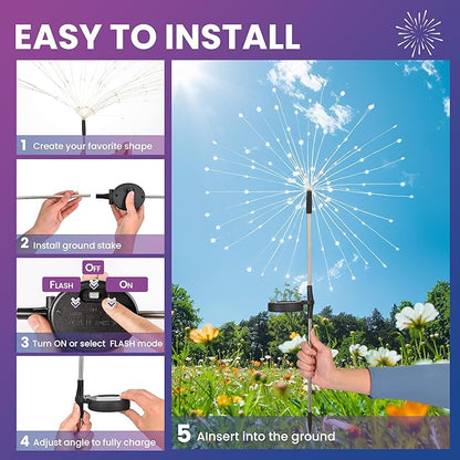 Garden Decor Solar Lights Outdoor,120LED Waterproof Colorful Solar Fairy Garden Lights for Outdoor Decoration,Yard, Patio, Porch,Flower Pot,Pathway,Christmas (4Pack)