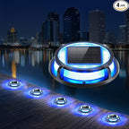 4-Pack Solar Dock Lights, Blue Waterproof LED