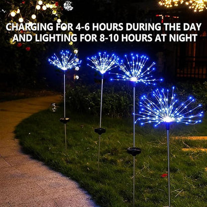 YOTOZU 4 PCS Solar Firework Light, Outdoor Solar Garden Decorative Lights 120 LED Powered 40 Copper Wires String DIY Landscape Light for Walkway Pathway Backyard Decoration Parties Perfect Gifts(blue)