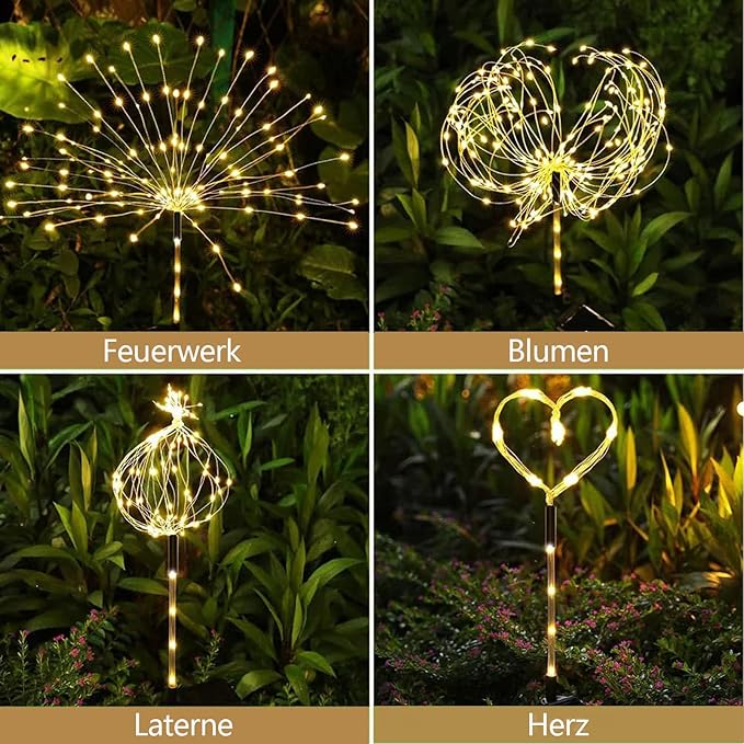 4-Pack Warm White Solar Path Lights, Outdoor Driveway LED