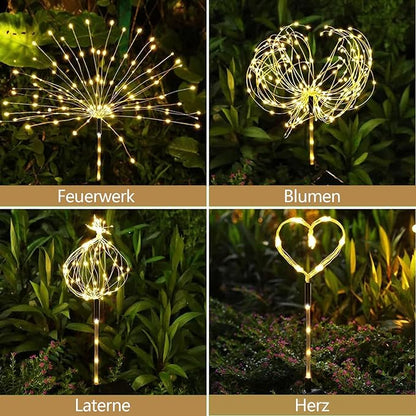 4 Pack Solar Firework Lights 200 LED Create Magical Nights, Waterproof Starburst Fairy Lights for Garden Yard Patio Christmas Romantic Wedding Party Decor(Warm White)