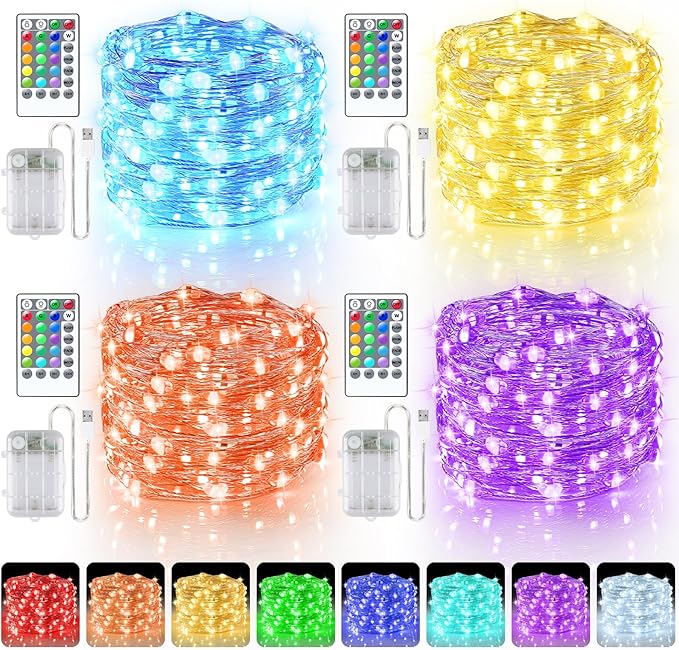 Christmas Yard String Lights 4-Pack, 66ft 200 LED Waterproof
